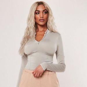 Missguided Zippered Gym Top